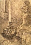 Mikhail Vrubel Still Life with a Candlestick,a carafe,and a glass oil